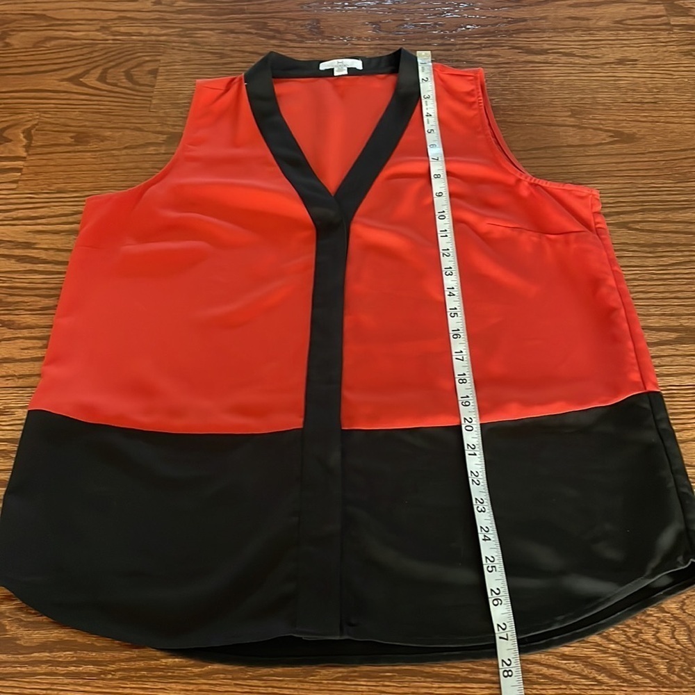 H by HALSTON colorblock sleeveless top snap down front closure rustic orange L - Picture 8 of 9
